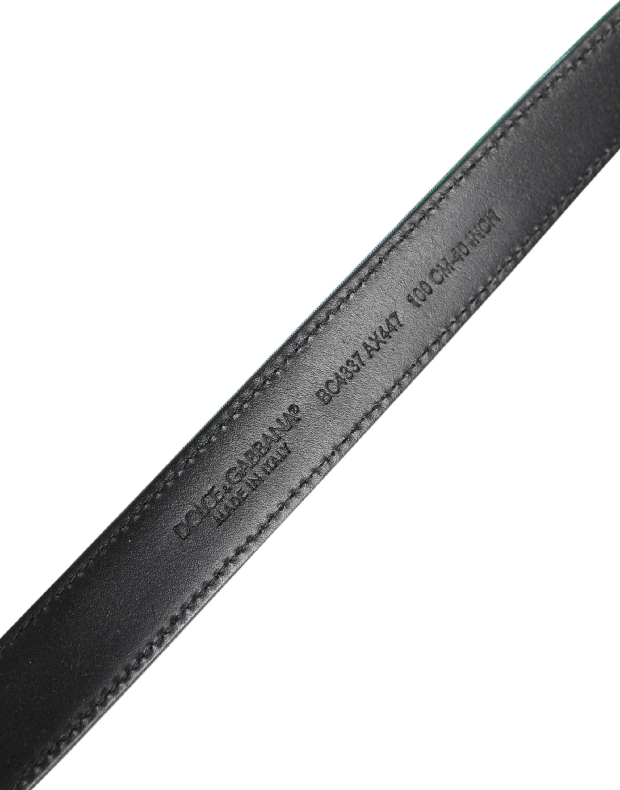 Dolce & Gabbana Green Black Polyester Metal Buckle Belt Dolce & Gabbana