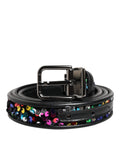 Dolce & Gabbana Black Sequin Embellished Metal Buckle Belt Dolce & Gabbana