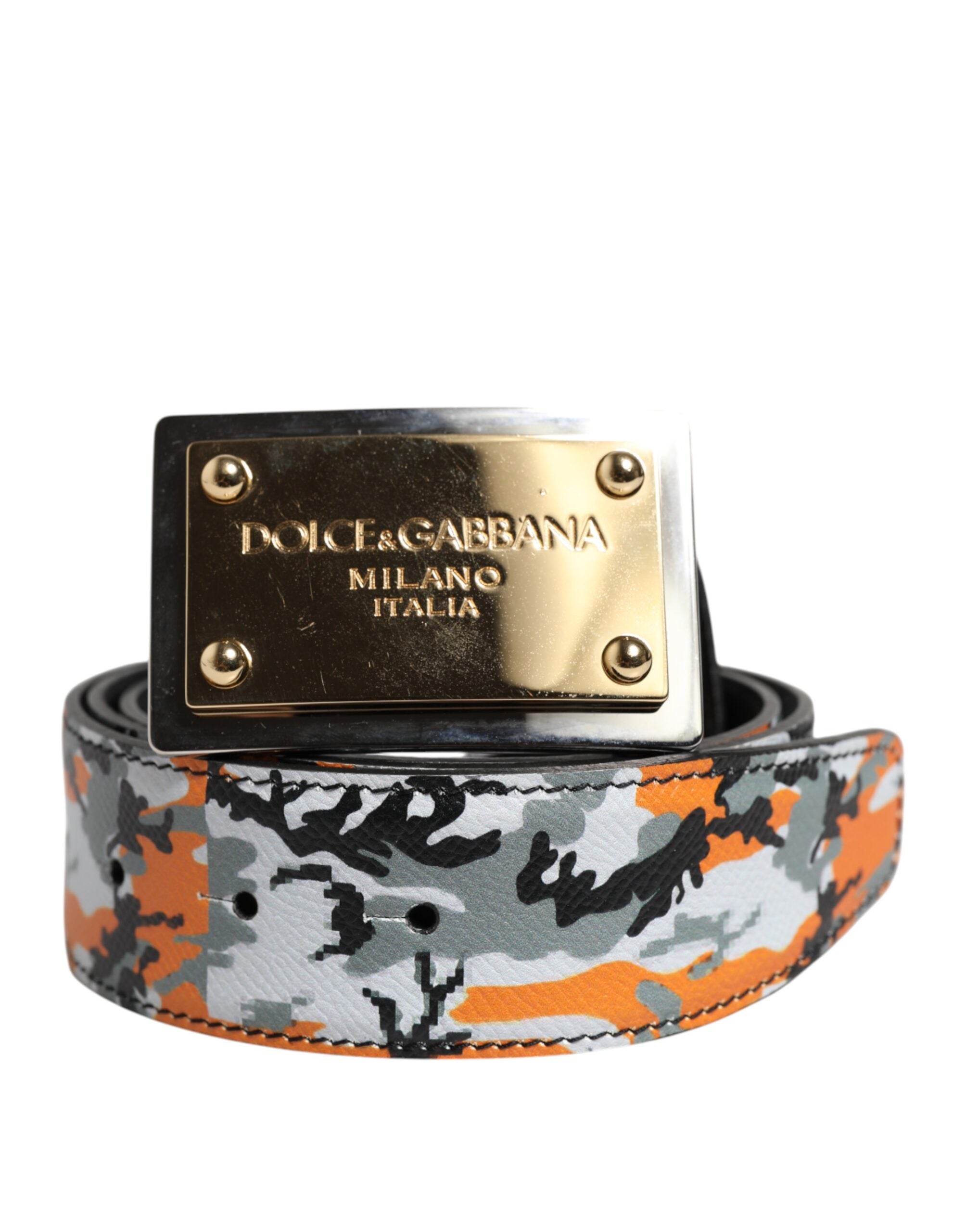 Dolce & Gabbana Multicolor Camouflage Metal Logo Buckle Belt Dolce & Gabbana