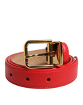 Dolce & Gabbana Red Leather Gold Metal Buckle Cintura Belt Dolce & Gabbana