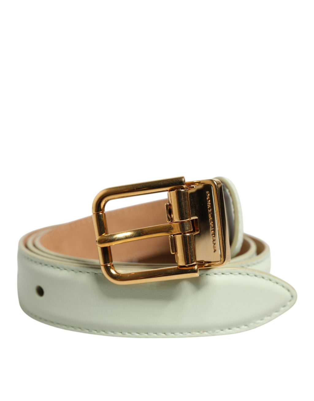 Dolce & Gabbana Light Green Leather Gold Metal Buckle Belt Dolce & Gabbana