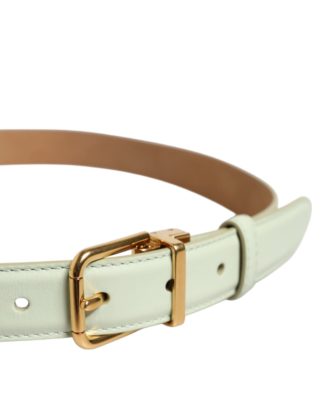 Dolce & Gabbana Light Green Leather Gold Metal Buckle Belt Dolce & Gabbana