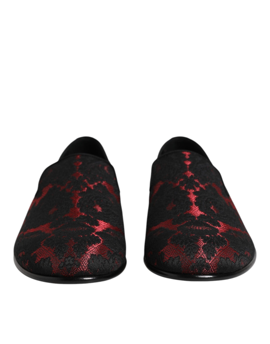 Dolce & Gabbana Red Black Jacquard Slip On Men Loafers Shoes Dolce & Gabbana