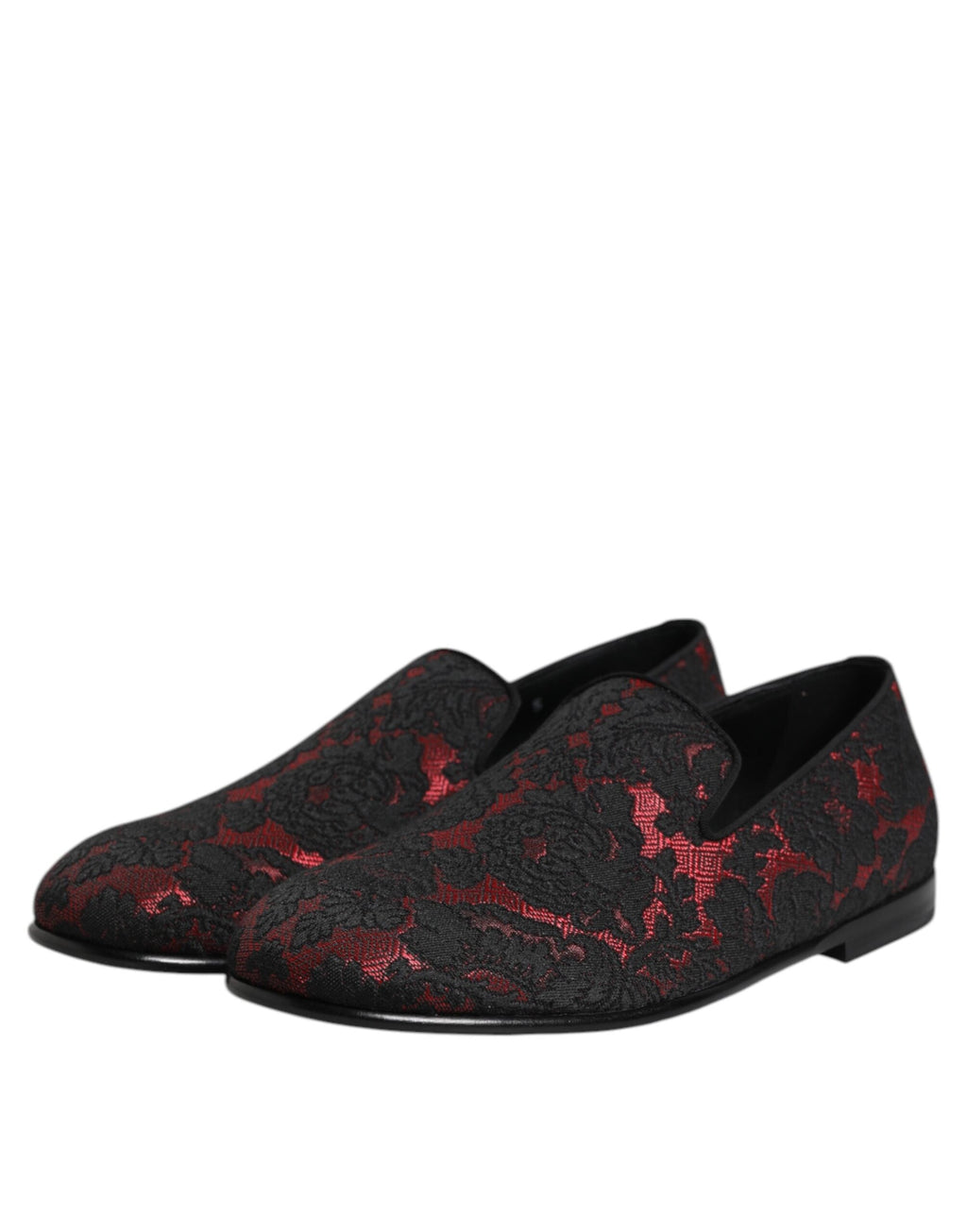 Dolce & Gabbana Red Black Jacquard Slip On Men Loafers Shoes Dolce & Gabbana