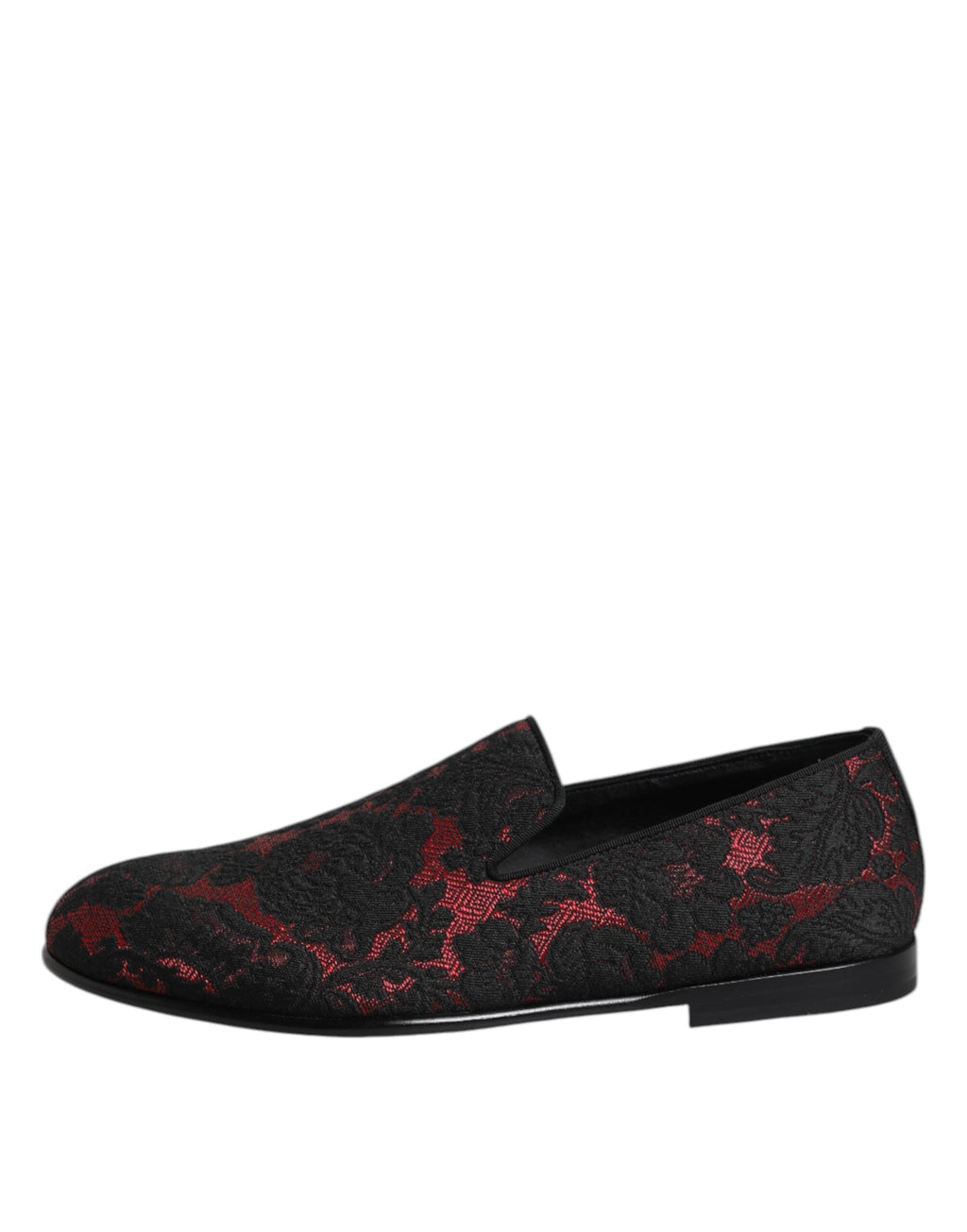Dolce & Gabbana Red Black Jacquard Slip On Men Loafers Shoes Dolce & Gabbana