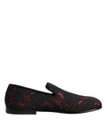 Dolce & Gabbana Red Black Jacquard Slip On Men Loafers Shoes Dolce & Gabbana