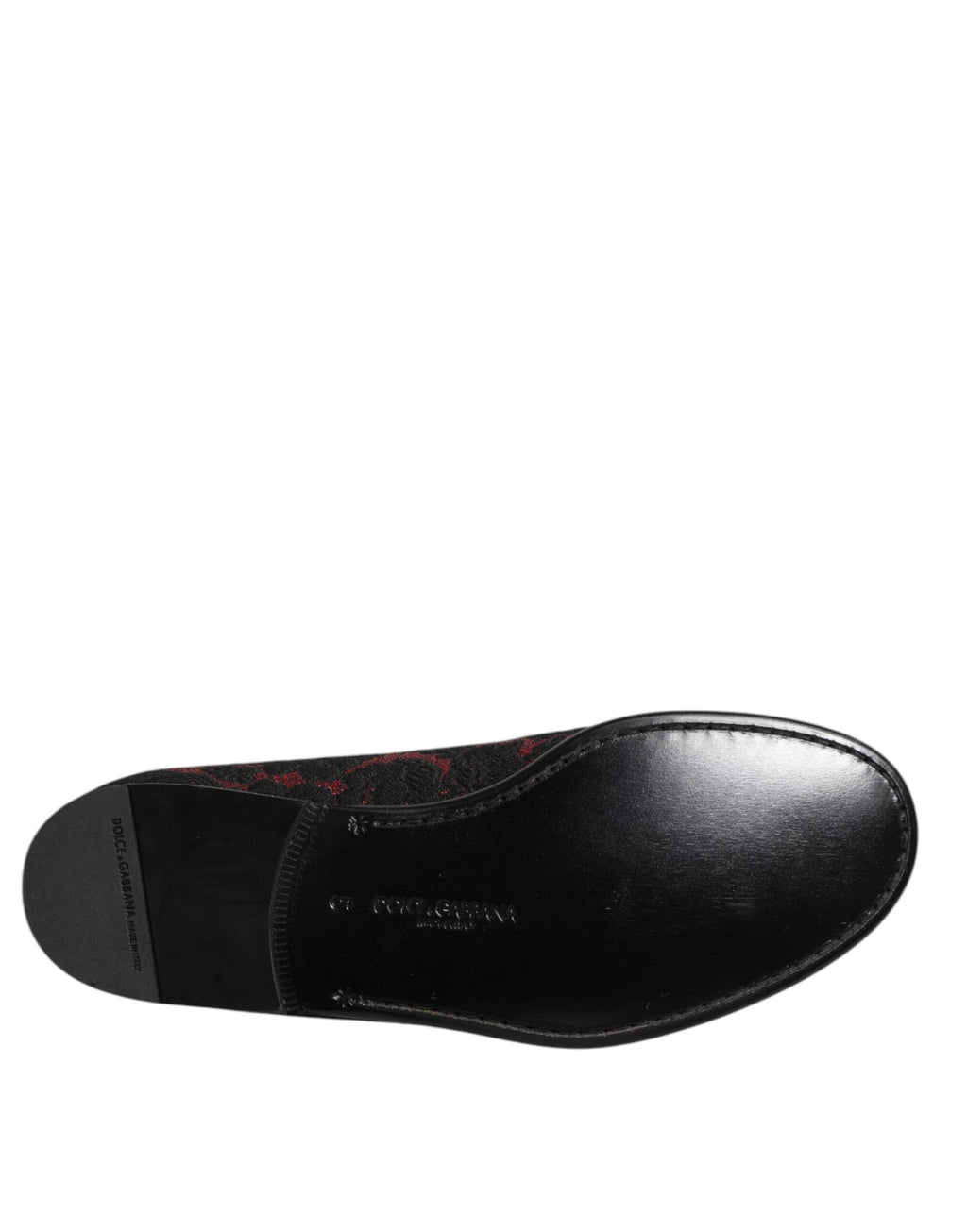 Dolce & Gabbana Red Black Jacquard Slip On Men Loafers Shoes Dolce & Gabbana