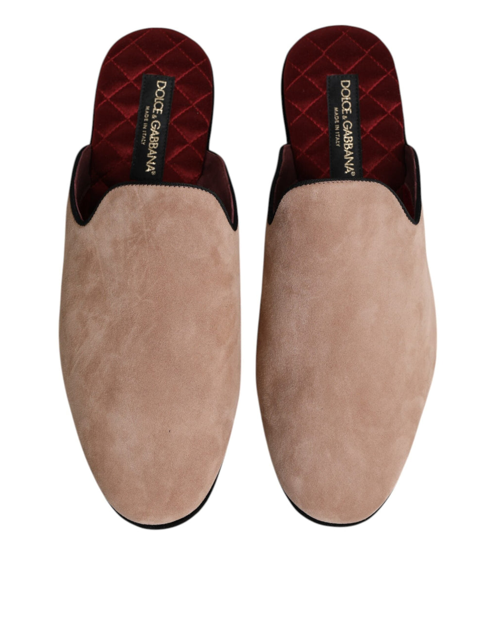 Dolce & Gabbana Beige Capra Suede Slides Flat Slipper Shoes Dolce & Gabbana