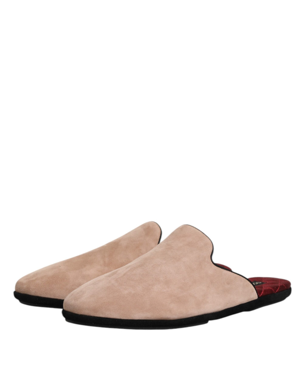 Dolce & Gabbana Beige Capra Suede Slides Flat Slipper Shoes Dolce & Gabbana
