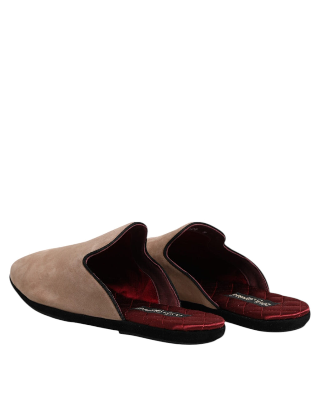 Dolce & Gabbana Beige Capra Suede Slides Flat Slipper Shoes Dolce & Gabbana