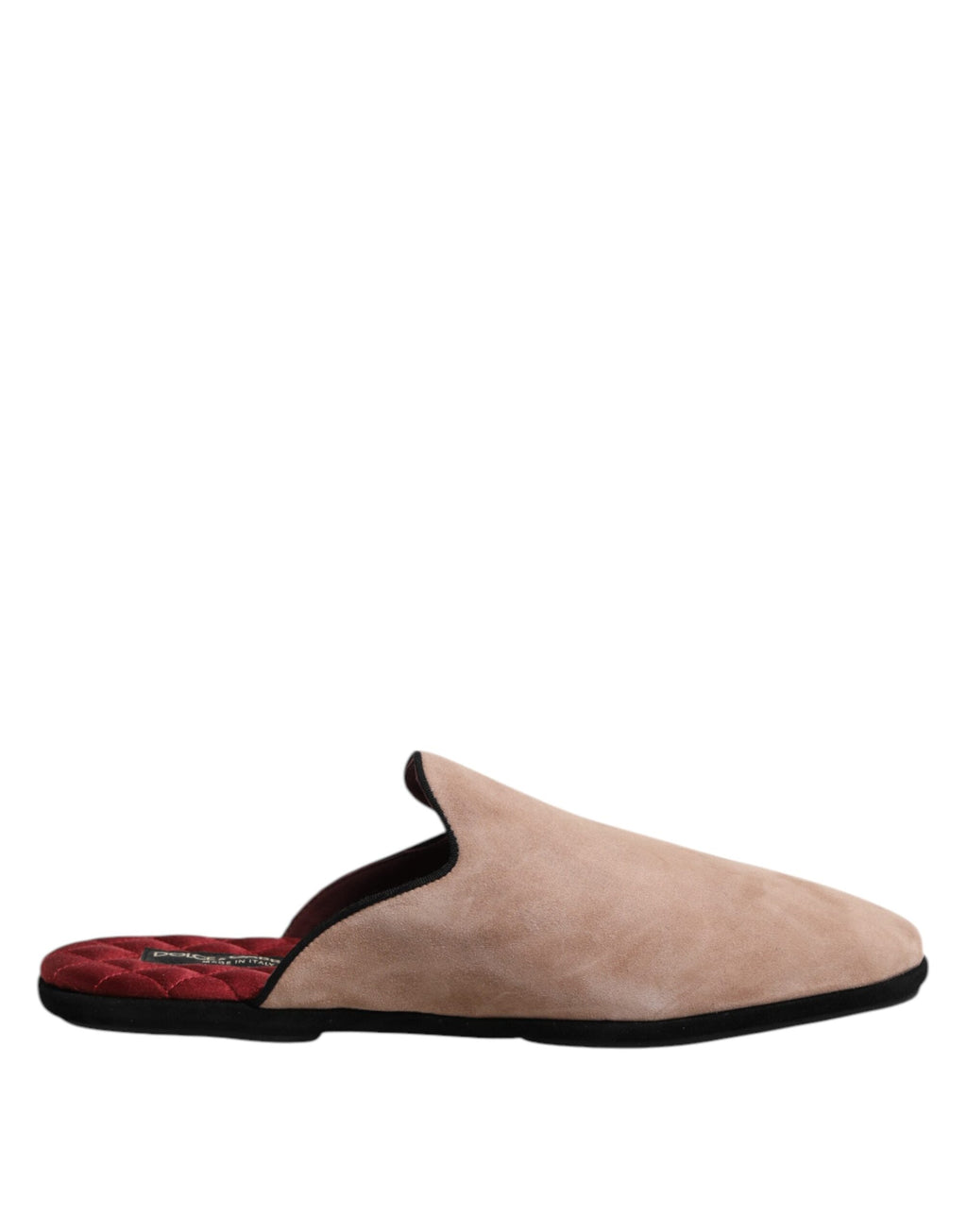 Dolce & Gabbana Beige Capra Suede Slides Flat Slipper Shoes Dolce & Gabbana