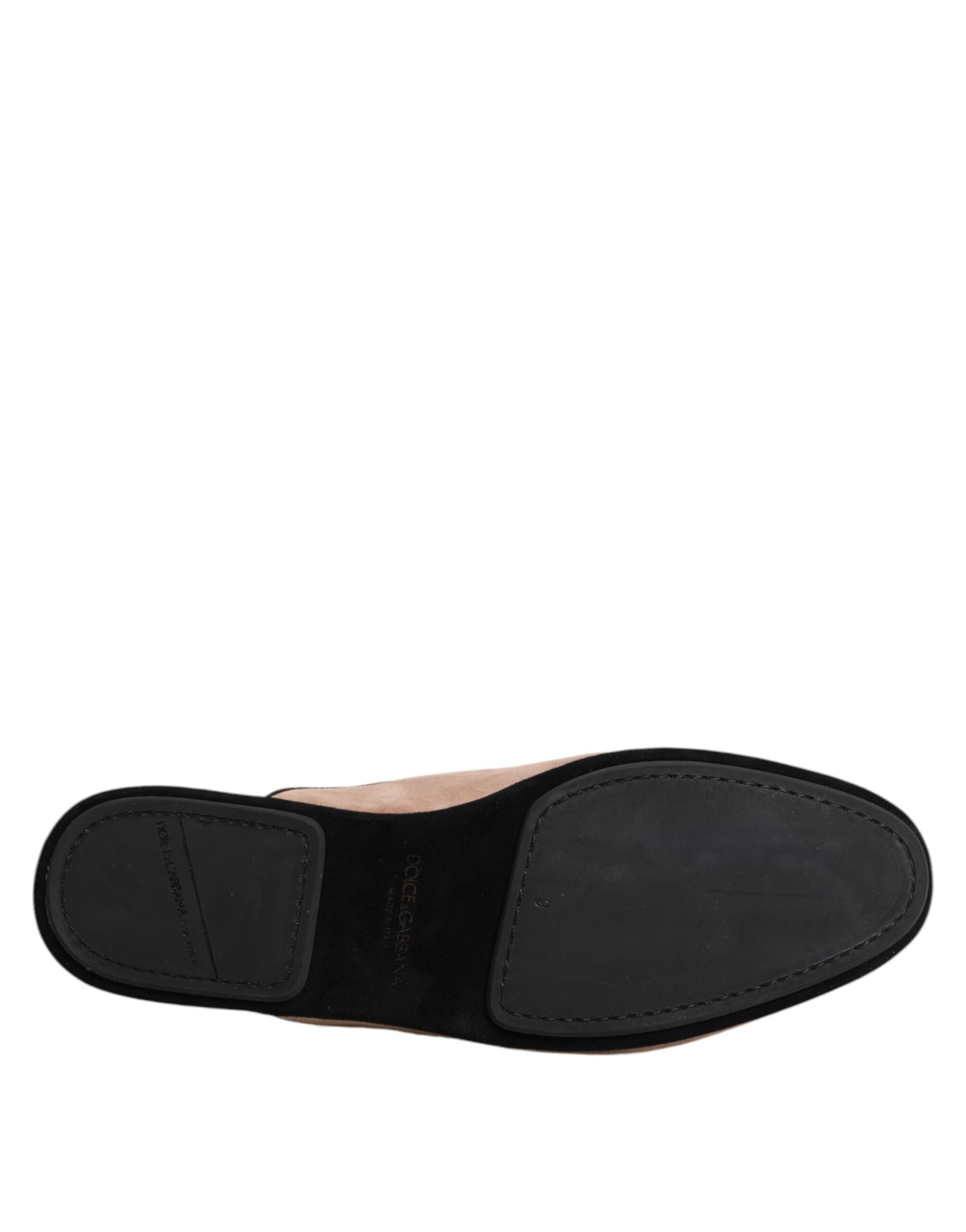 Dolce & Gabbana Beige Capra Suede Slides Flat Slipper Shoes Dolce & Gabbana