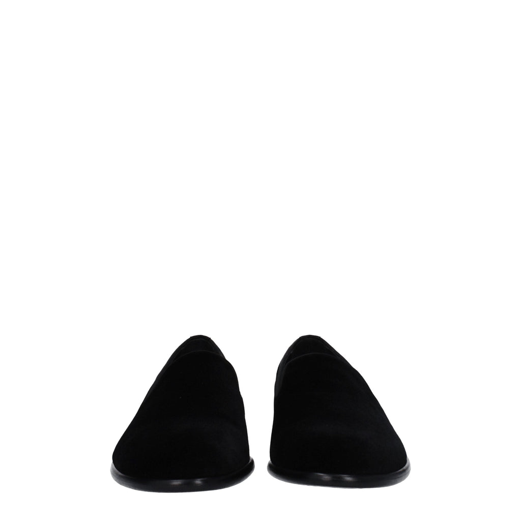 Dolce & Gabbana Black Velvet Slip-On Loafers