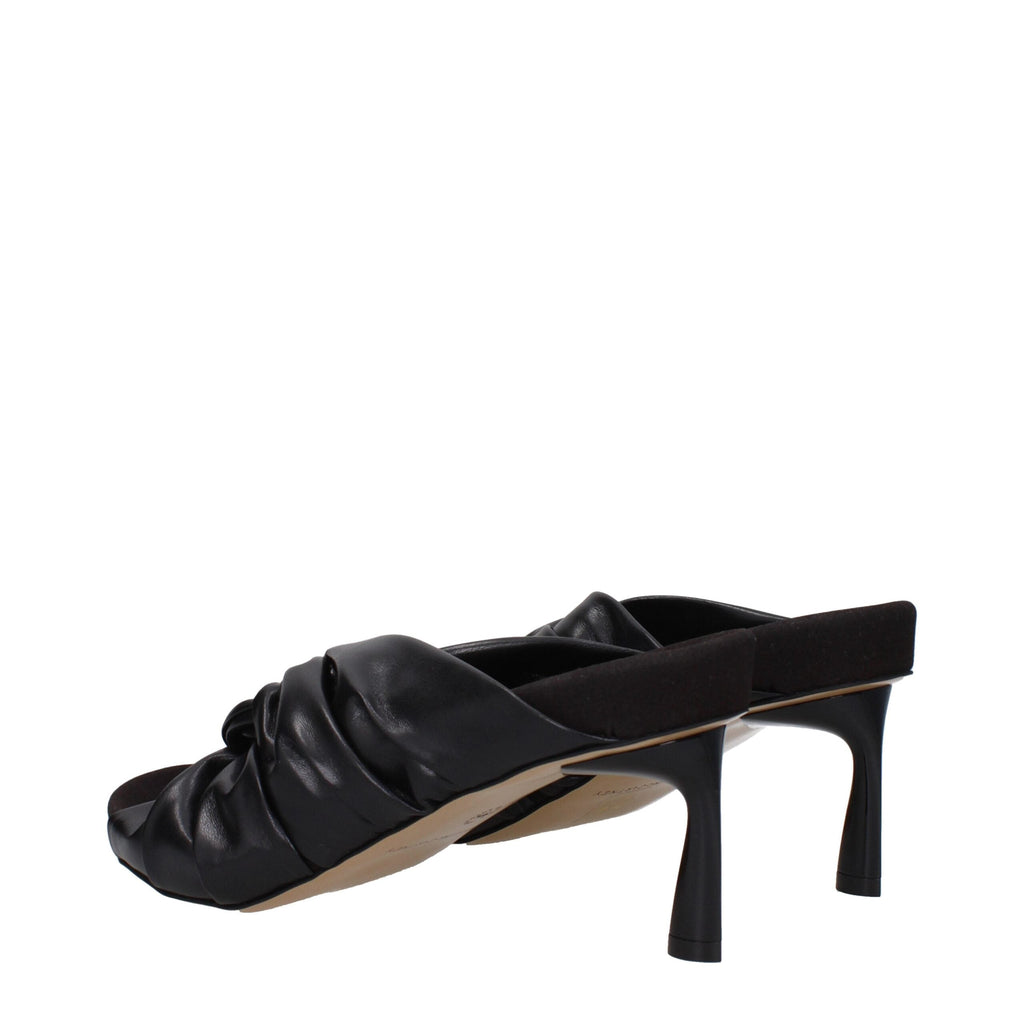 Stella McCartney Black Leather Stiletto Heel Sandals
