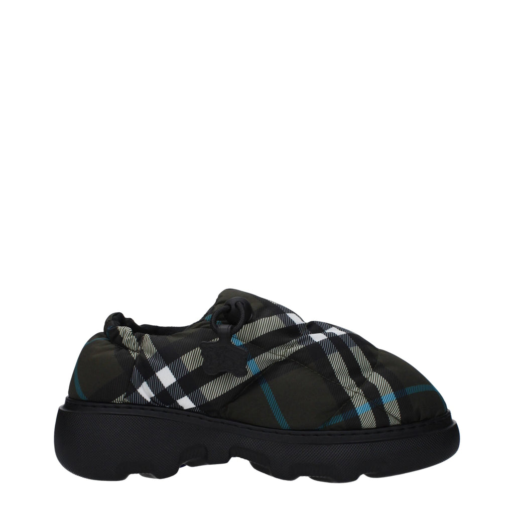 Burberry Green Fabric Slip-On Loafers