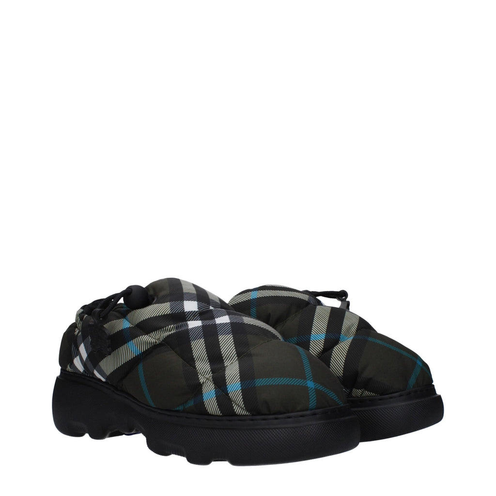 Burberry Green Fabric Slip-On Loafers