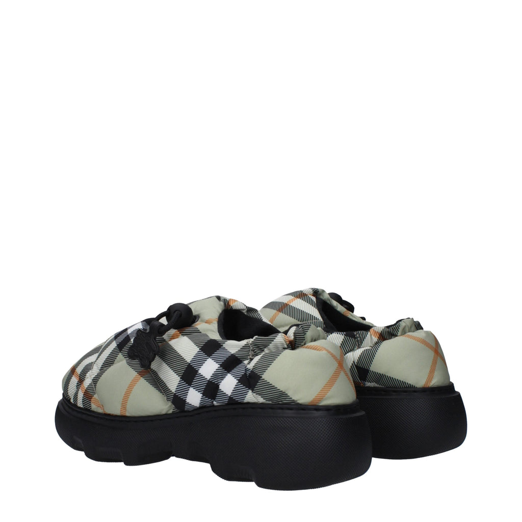 Burberry Green Fabric Slip-On Loafers