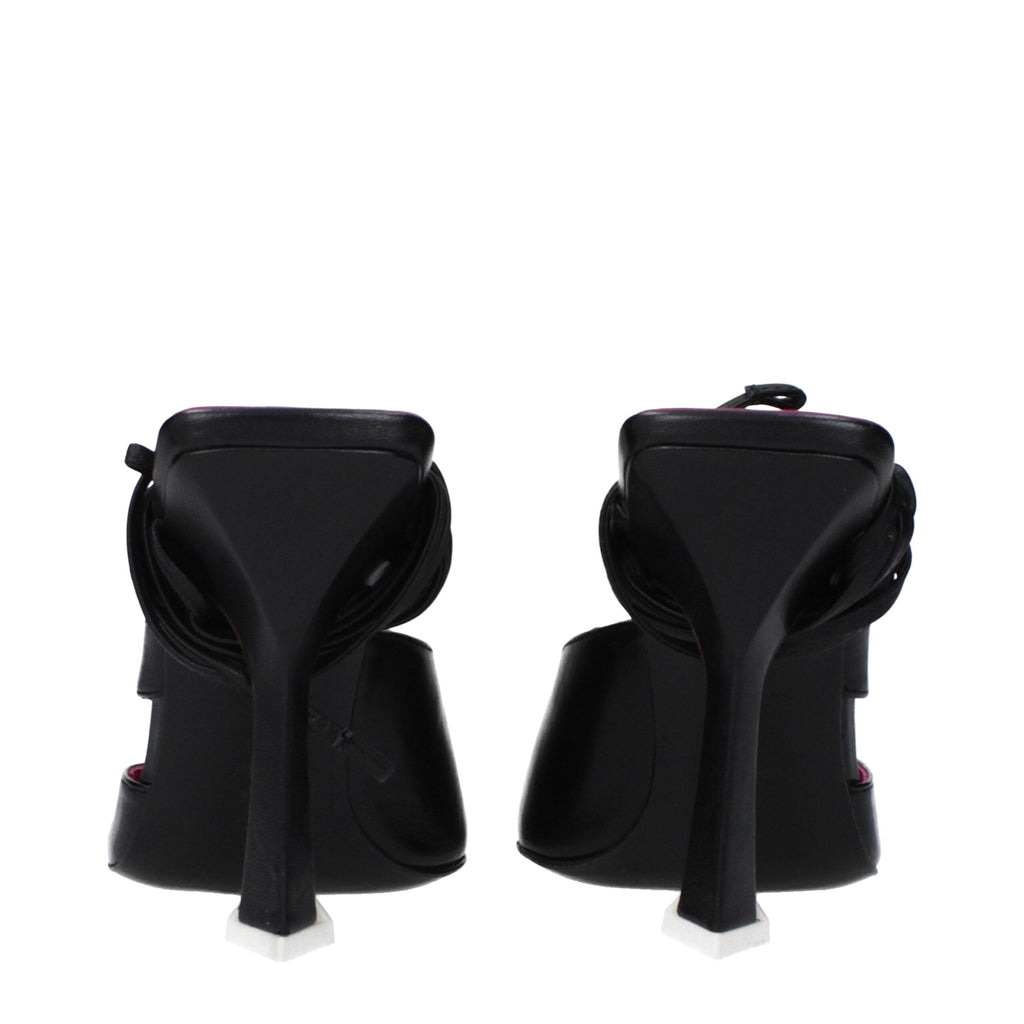 The Attico Black Leather Stiletto Heel Sandals