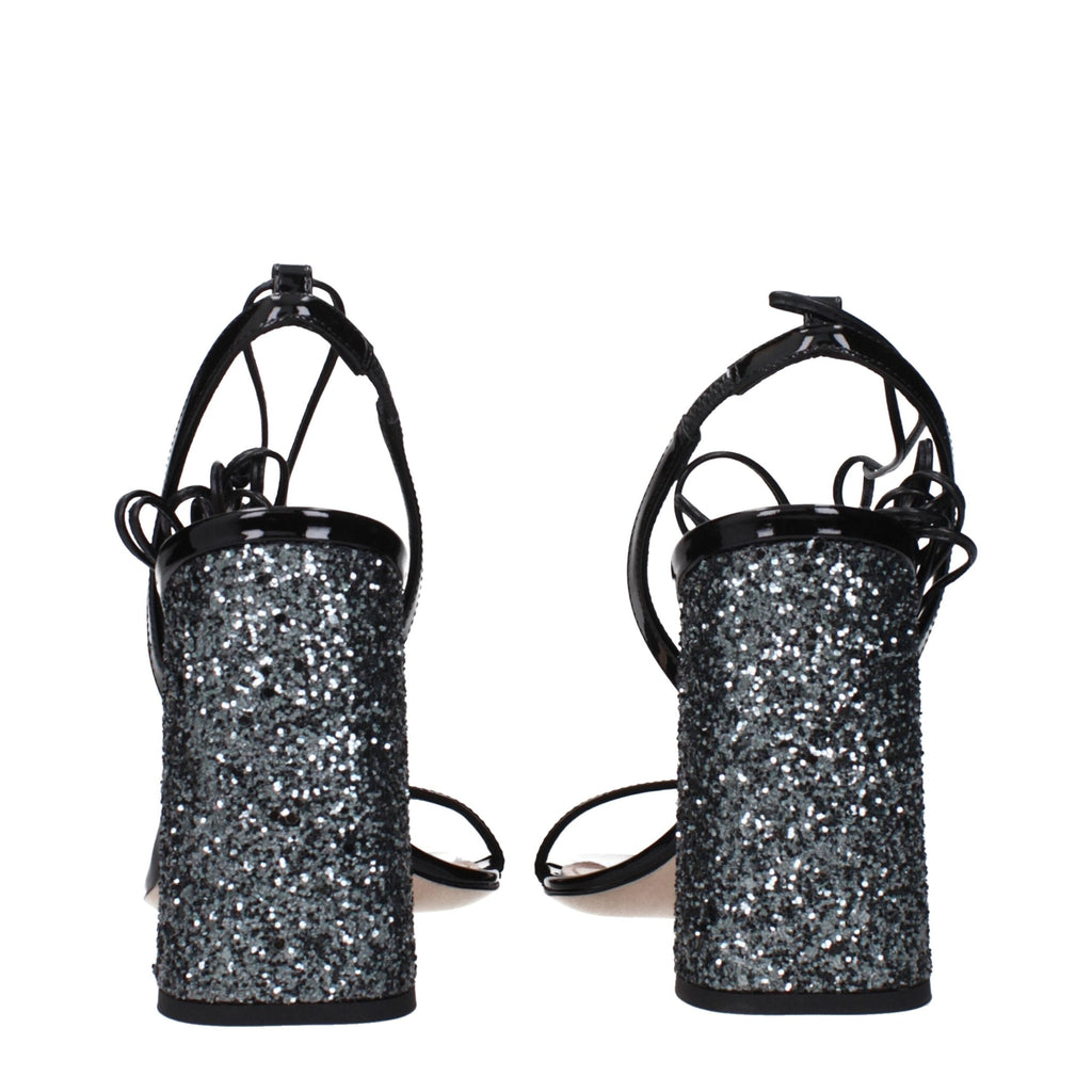 Miu Miu Black Leather Platform Sandals
