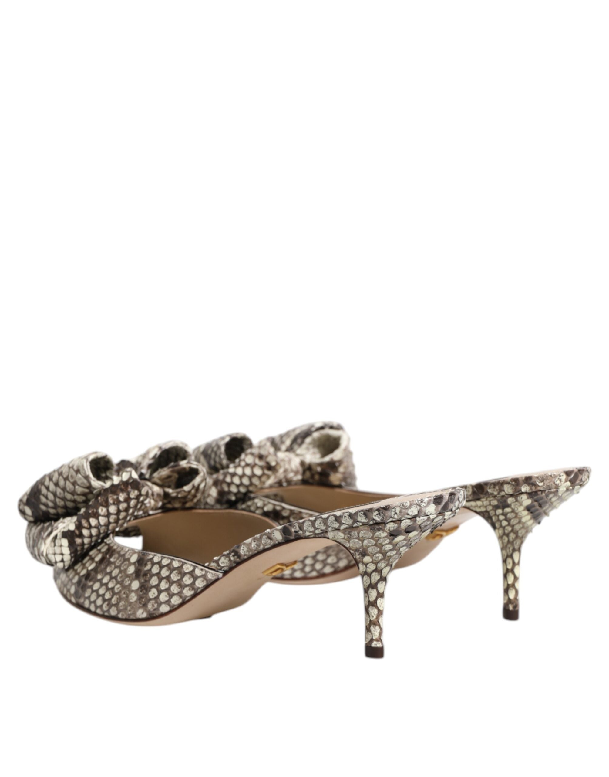 Dolce & Gabbana Multicolor Keira Bow Leather Peep Toe Mules Shoes