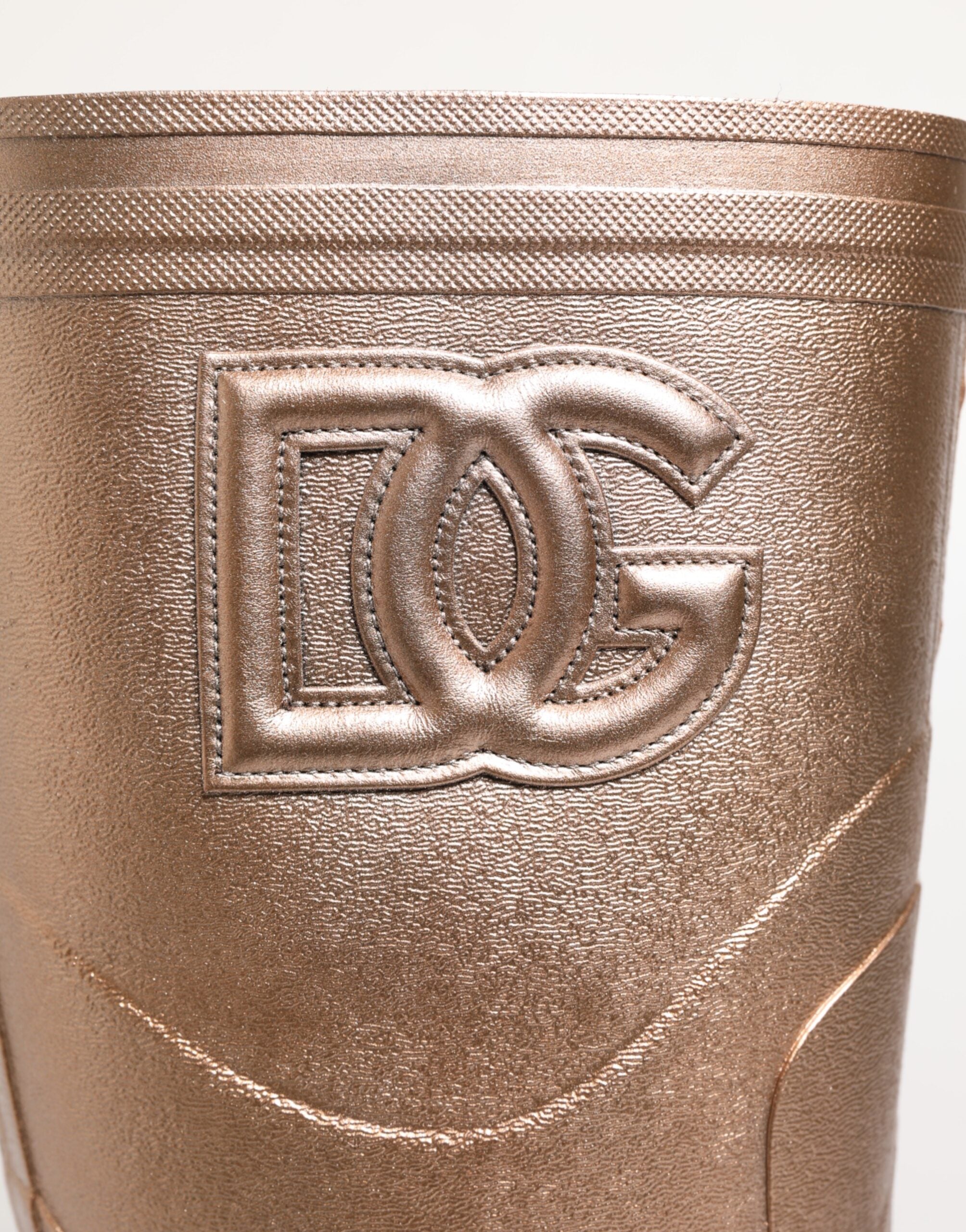 Dolce & Gabbana Rose Gold Rubber Pull On Rain Boots  Shoes