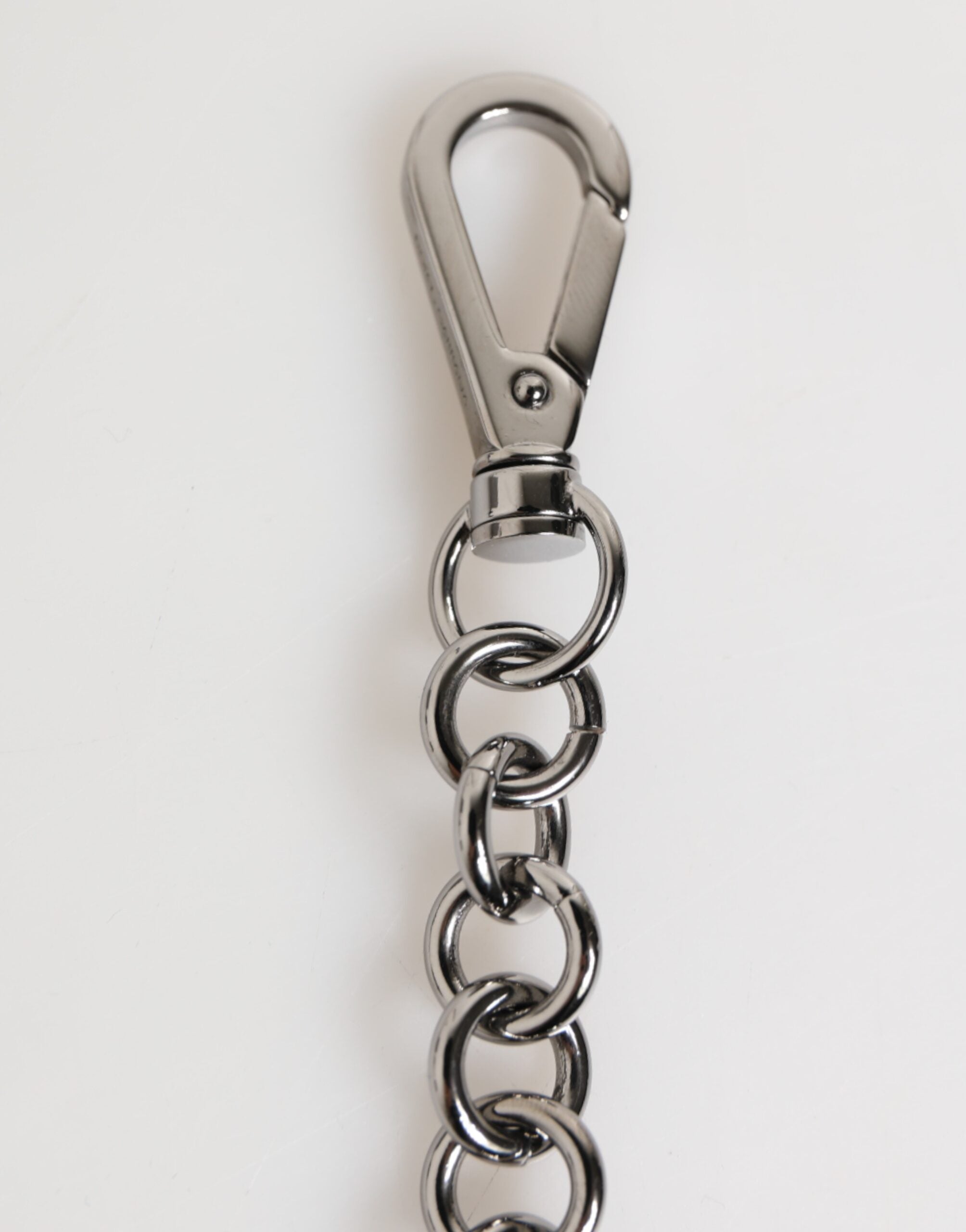 Dolce & Gabbana Black White DG Rubber Logo Silver Men Keychain Keyring