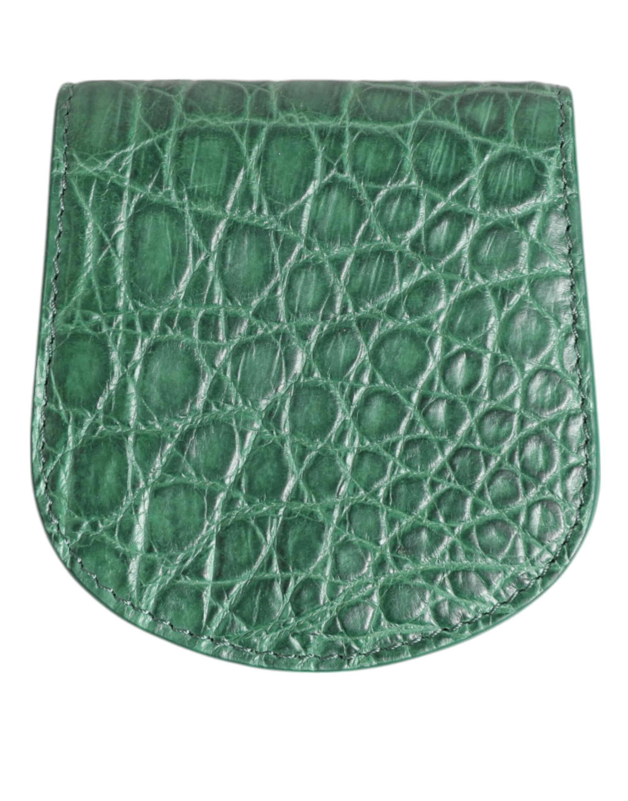 Dolce & Gabbana Green Exotic Skin Coin Condom Case Holder Pocket Wallet