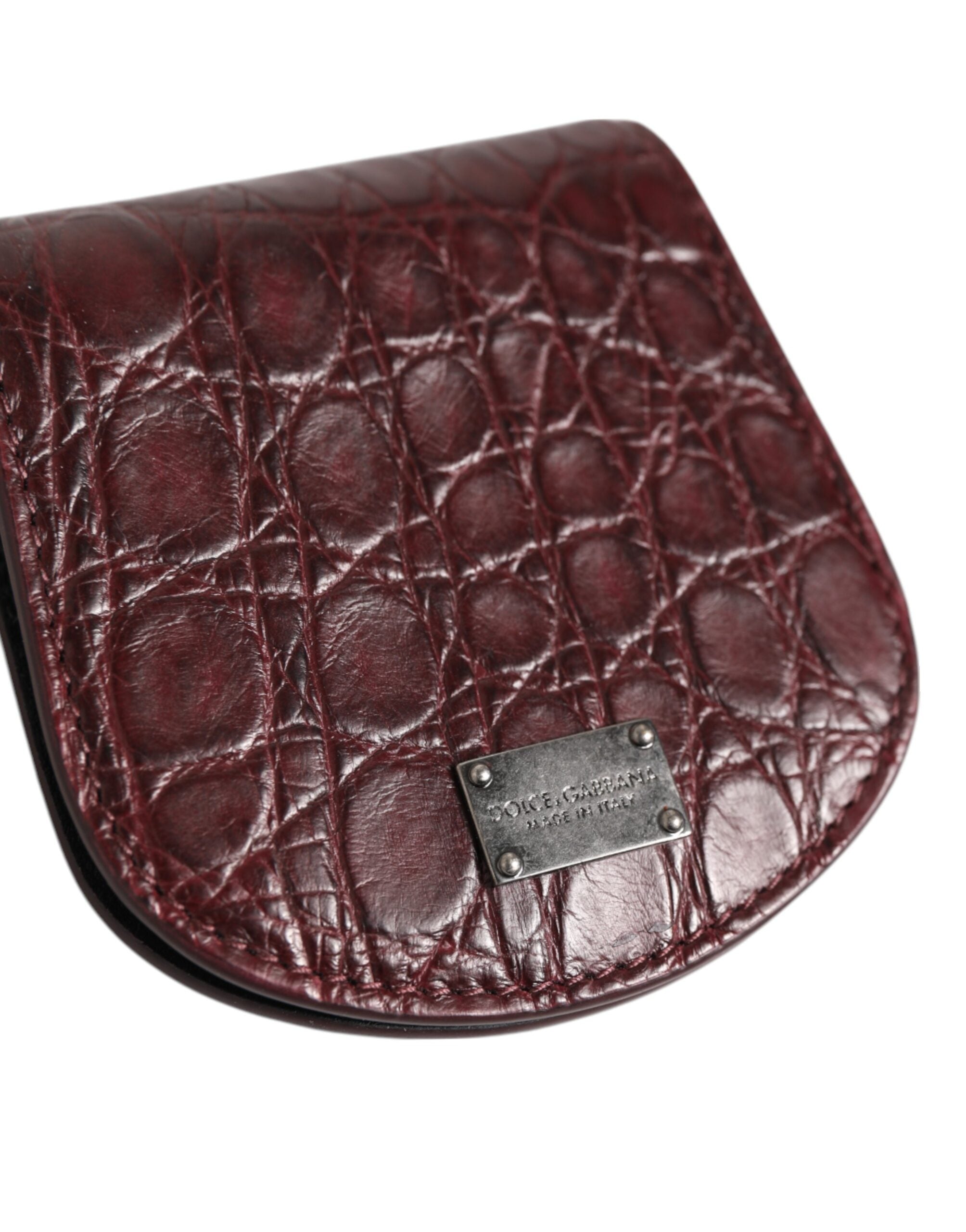 Dolce & Gabbana Burgundy Exotic Skin Coin Condom Case Holder Pocket Wallet