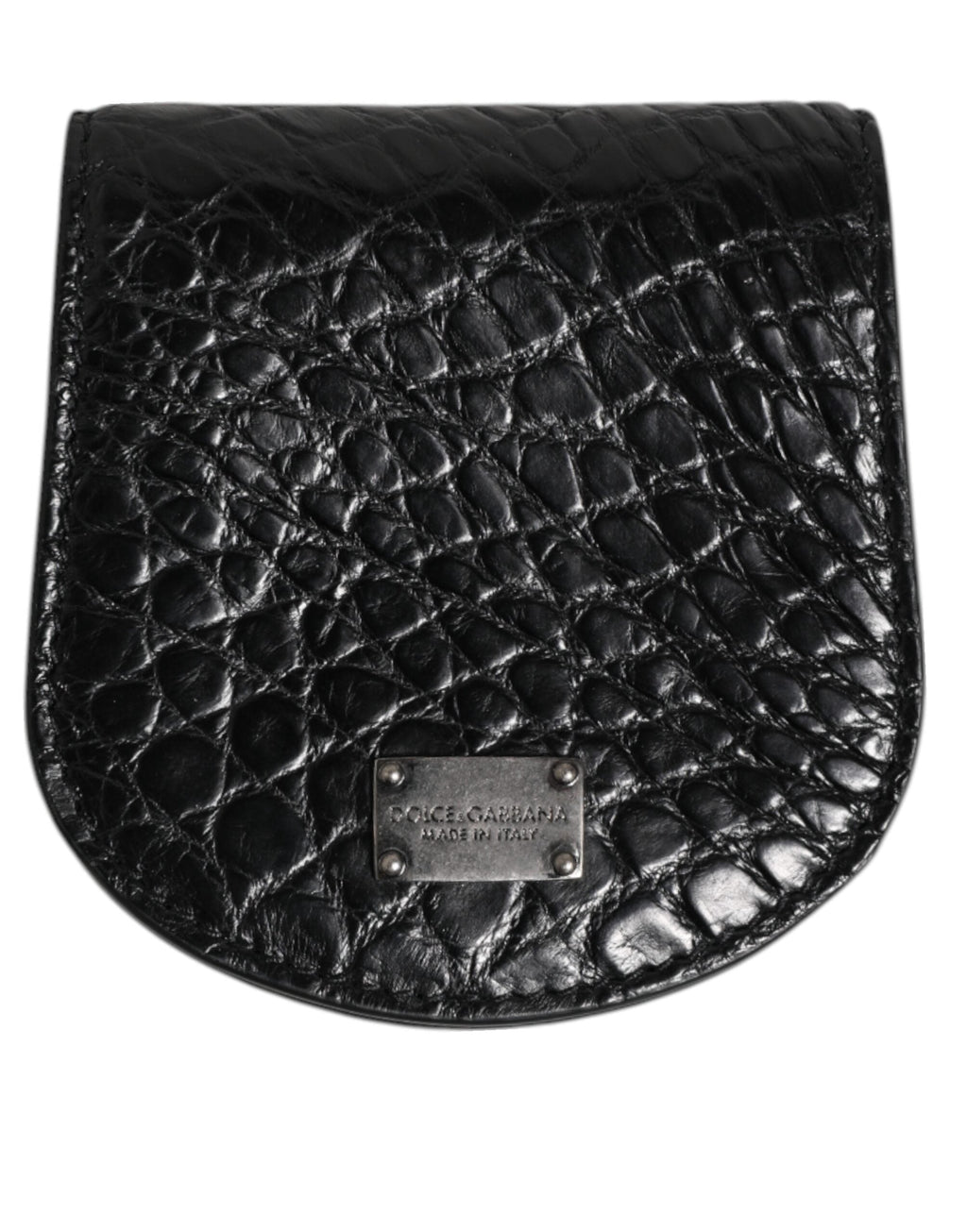 Dolce & Gabbana Black Exotic Skin Coin Condom Case Holder Pocket Wallet