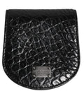 Dolce & Gabbana Black Exotic Skin Coin Condom Case Holder Pocket Wallet