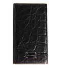 Dolce & Gabbana Black Leather Exotic Skin 3000mAh Power Bank Charger USB