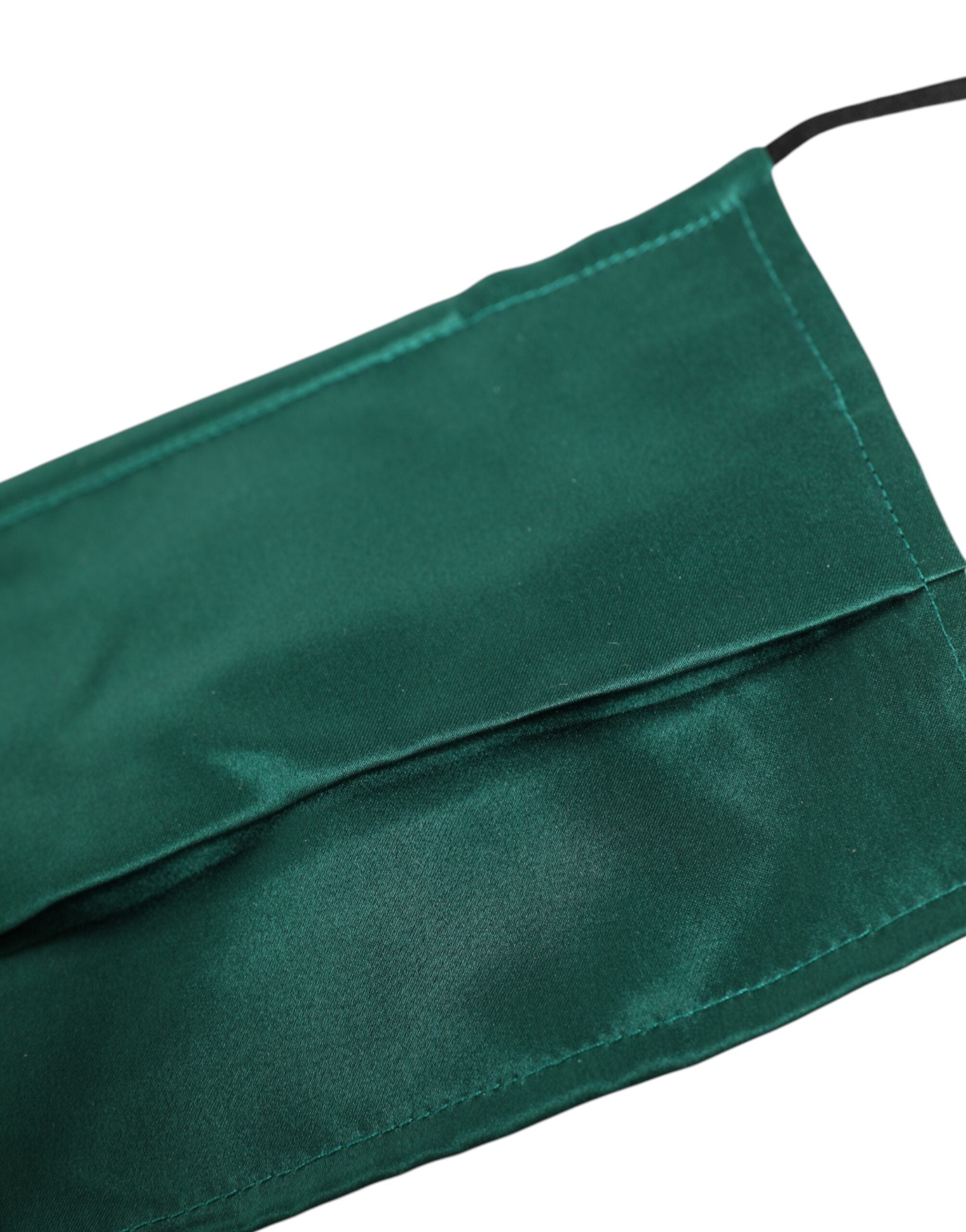 Dolce & Gabbana Green Silk Pleated Elastic Ear Strap Face Mask