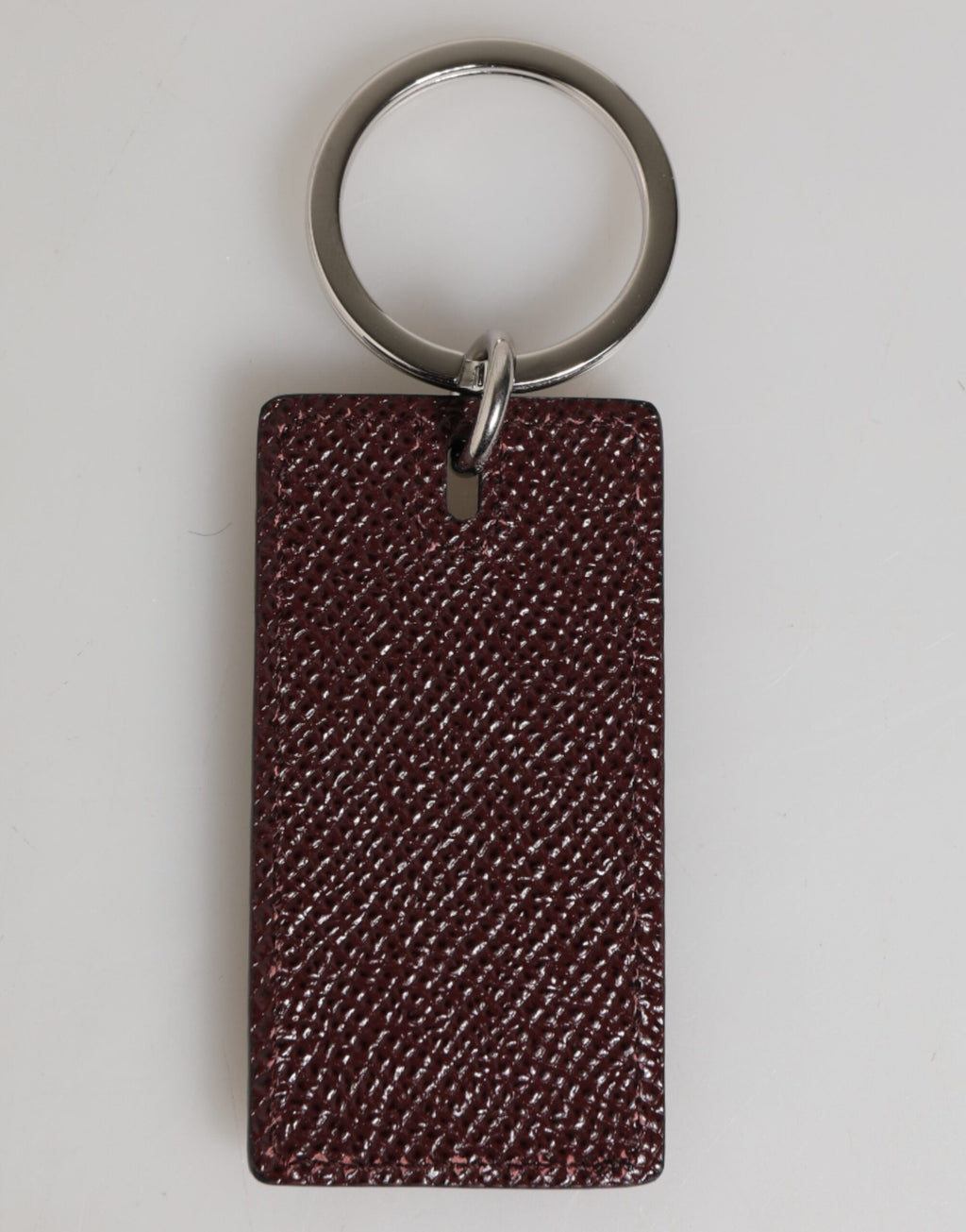 Dolce & Gabbana Bordeaux Leather Logo Metal Ring Men Keychain Keyring