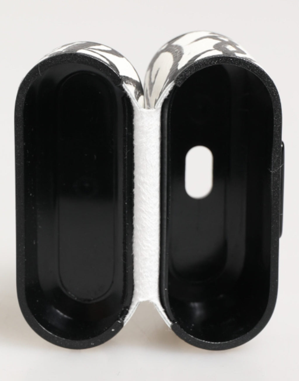 Dolce & Gabbana Black White Leather Monogram Print Logo Holder Airpods Case