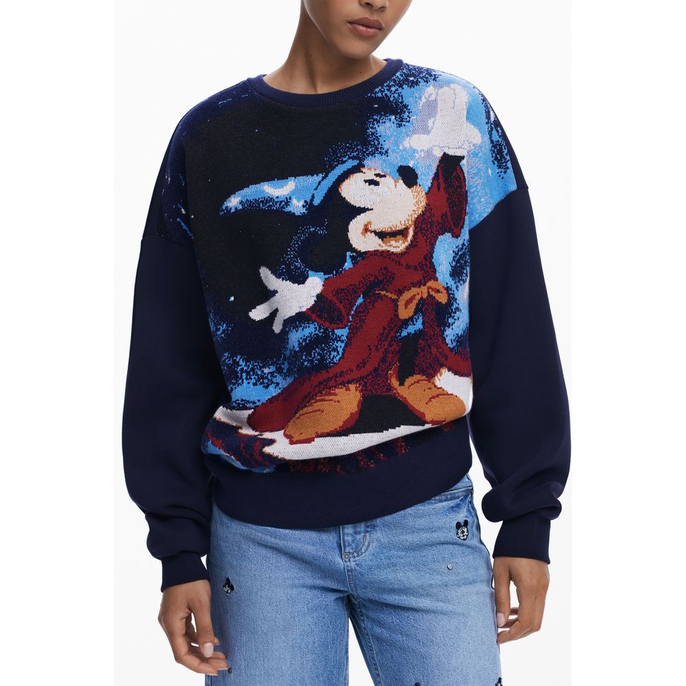 Desigual Blu Cotton Women Sweatshirt Desigual