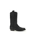 Ganni Black Recycled Leather Lace-Up Boots