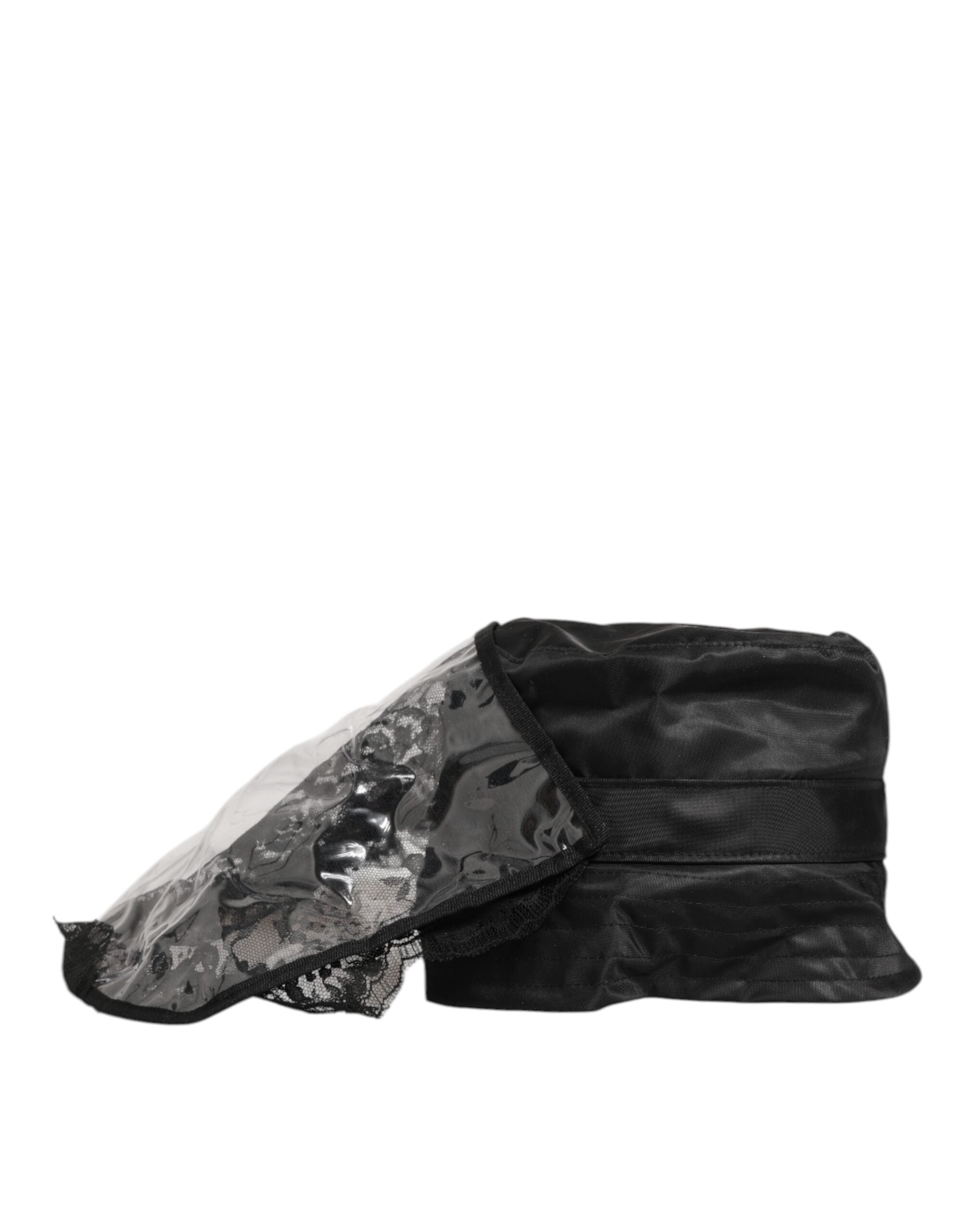 Dolce & Gabbana Black PVC Wide Brim Men Bucket Capello Hat