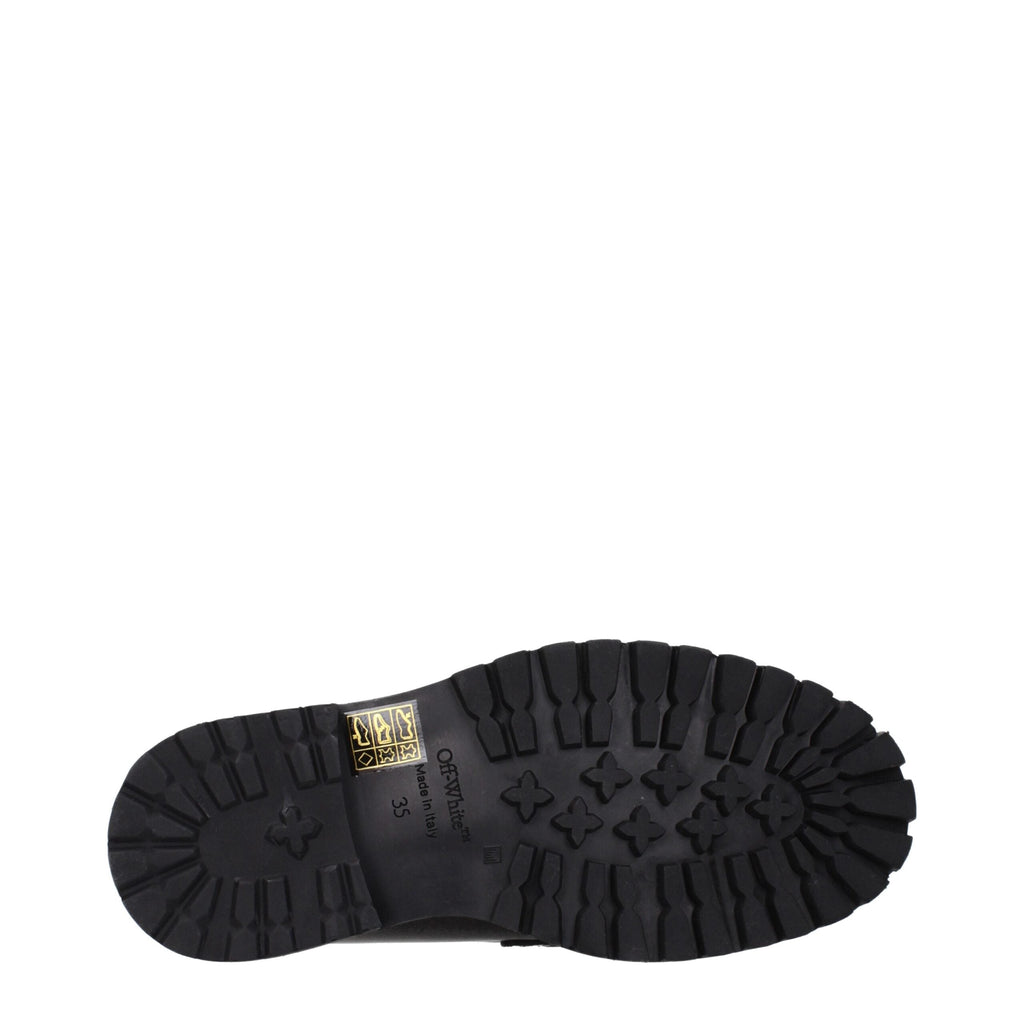 Off-White Black Leather Slip-On Loafers