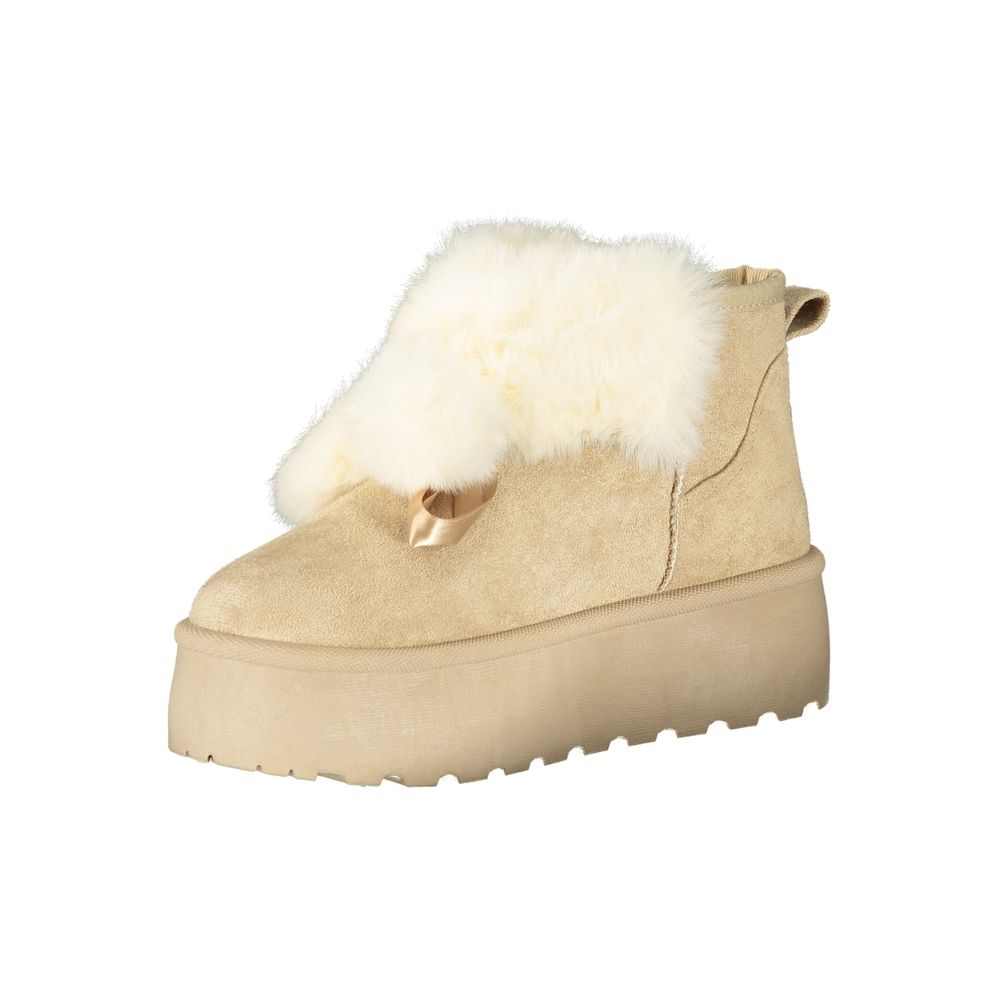 Laura Biagiotti Beige Polyester Women Ankle Boot Laura Biagiotti