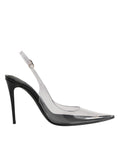 Dolce & Gabbana Black Leather Clear PVC Slingback Pumps Shoes