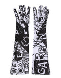 Dolce & Gabbana Gloves Black White DG Logo Elbow Length Mitten