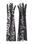 Dolce & Gabbana Black White DG Logo Elbow Length Mitten Gloves