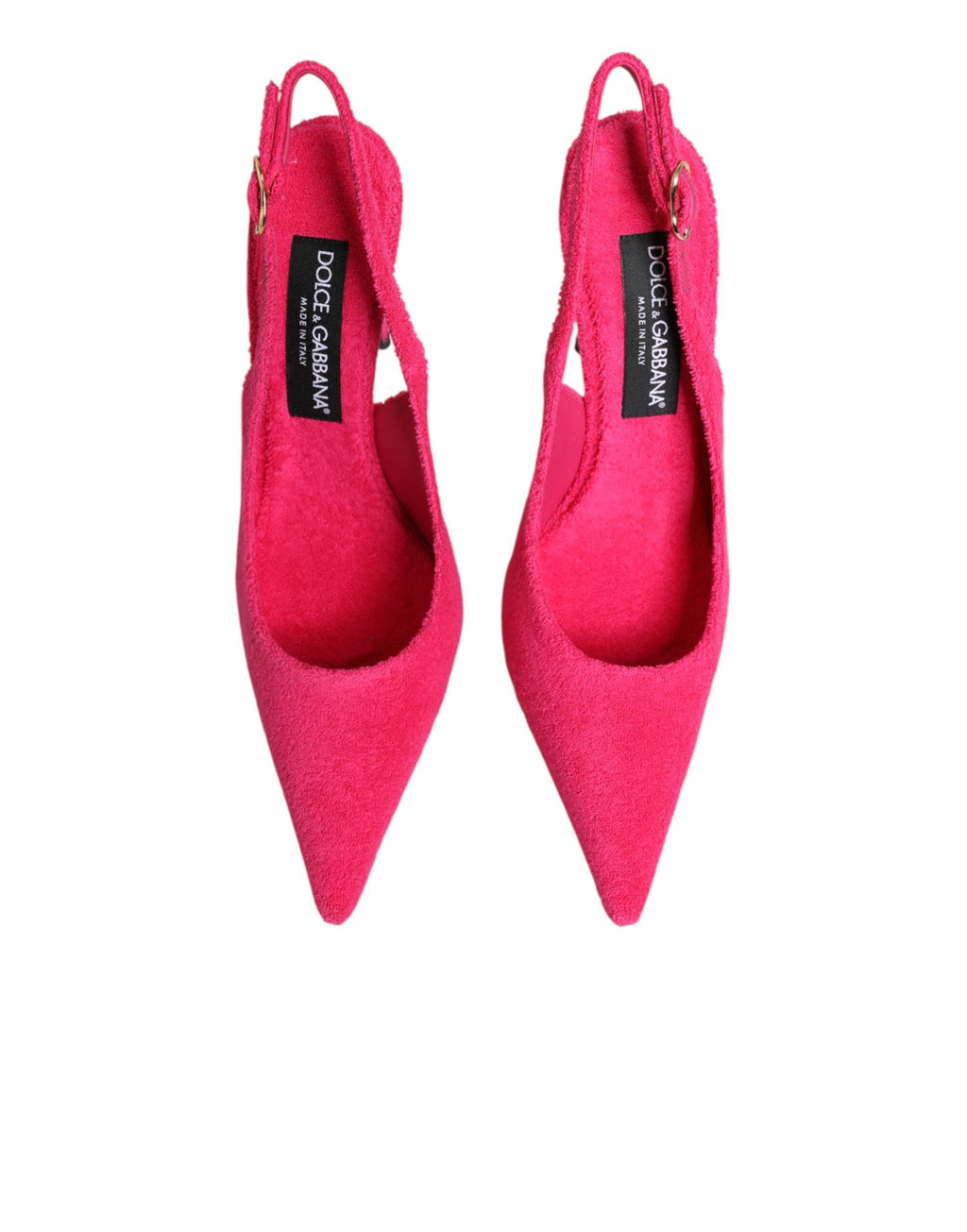 Dolce & Gabbana Pink Terry Cloth High Heels Slingback Shoes