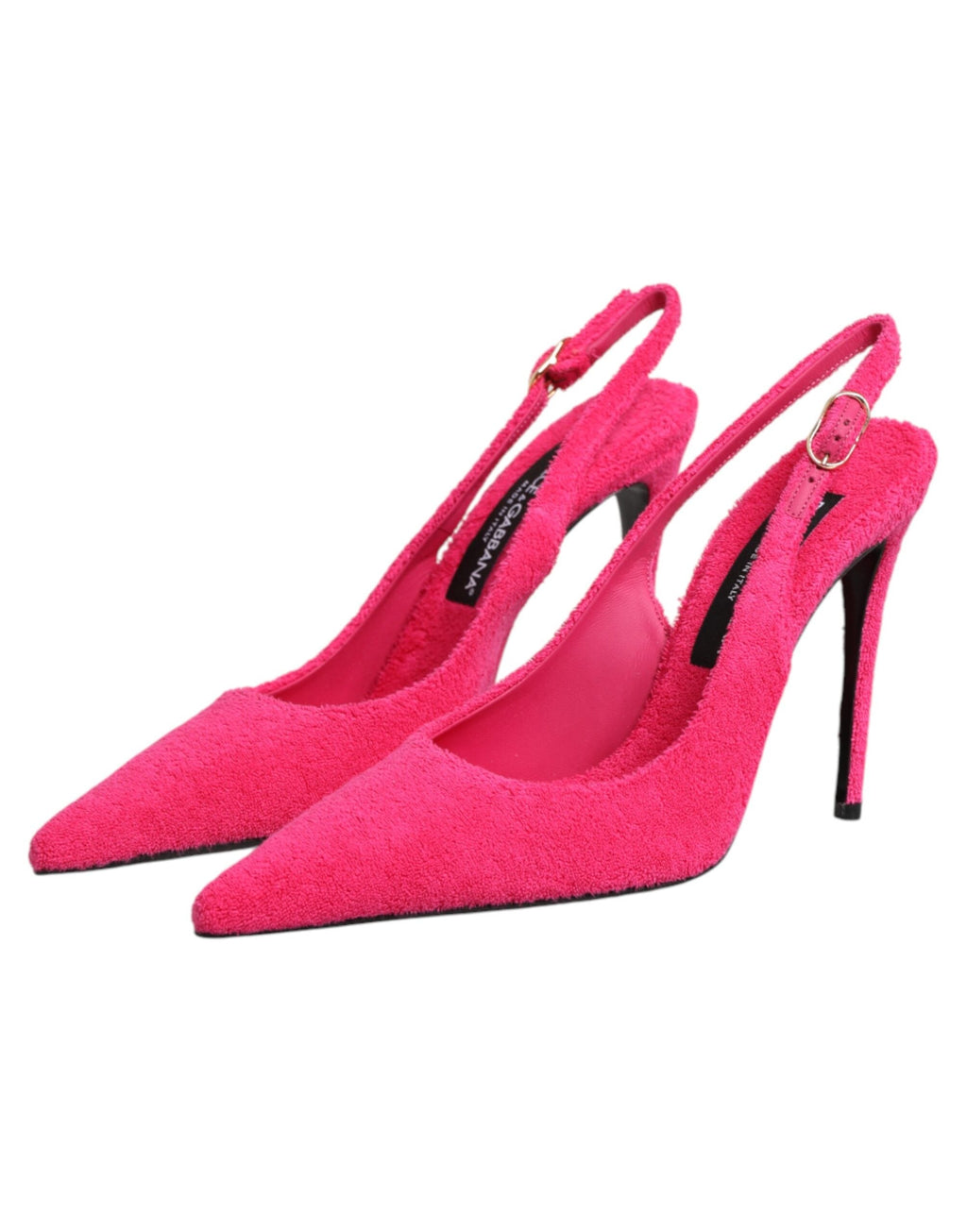 Dolce & Gabbana Pink Terry Cloth High Heels Slingback Shoes