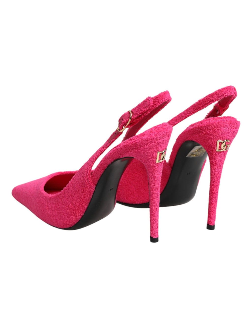 Dolce & Gabbana Pink Terry Cloth High Heels Slingback Shoes
