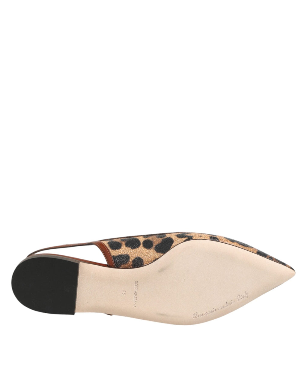 Dolce & Gabbana Brown Leopard Slingback Flats Sandals Shoes