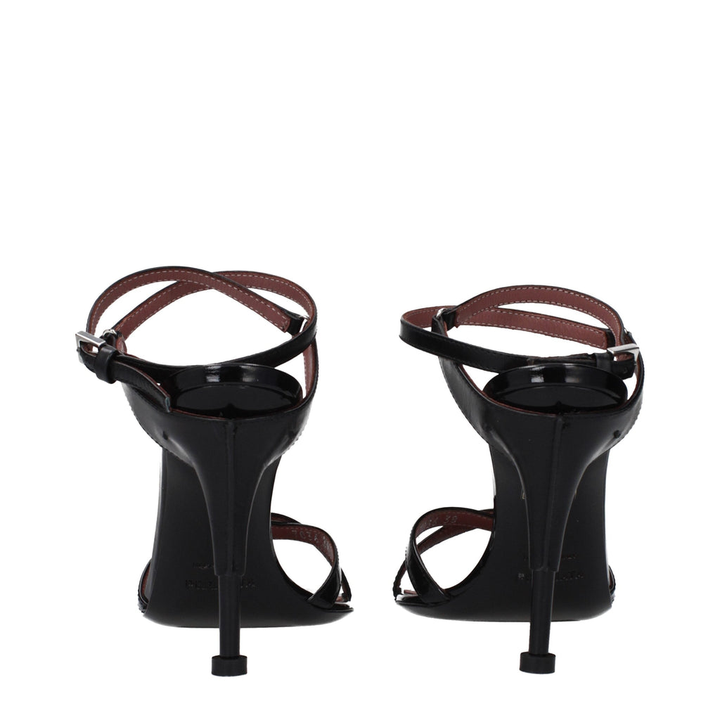 Premiata Black Leather Stiletto Heel Sandals