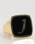 Dolce & Gabbana Gold-Tone Real Brass Black Enamel "J" Adjustable Rings