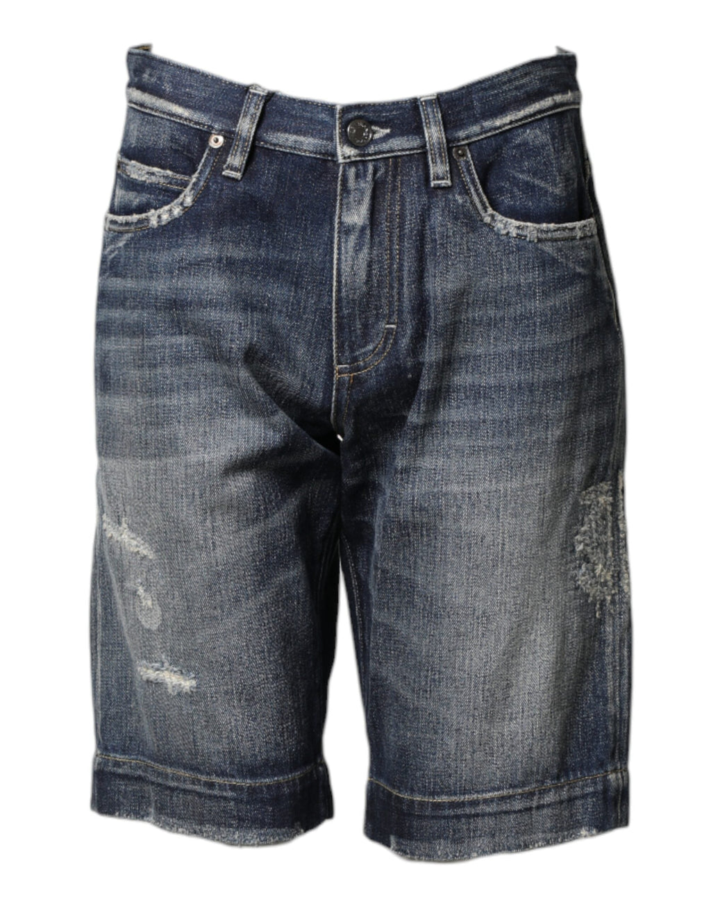 Dolce & Gabbana Blue Cotton Distressed Denim Bermuda Shorts Dolce & Gabbana