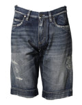 Dolce & Gabbana Blue Cotton Distressed Denim Bermuda Shorts Dolce & Gabbana